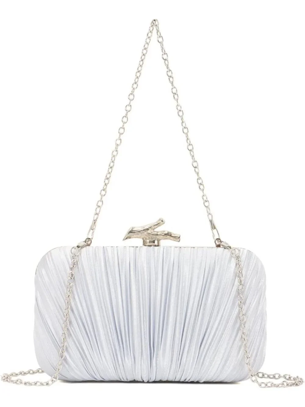 👜 Women's Silver Evening Bag Pleated Clutch Bag with Chain for Wedding Party